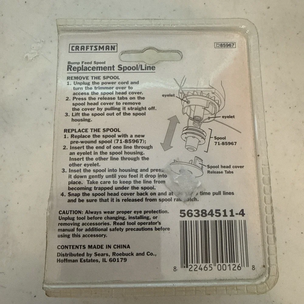 NIB Craftsman Replacement Bump Feed Spool with Round Nylon Line .065